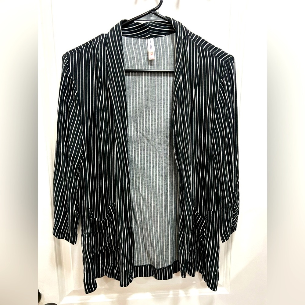 Black and white striped blazer—$8+$5 shipping